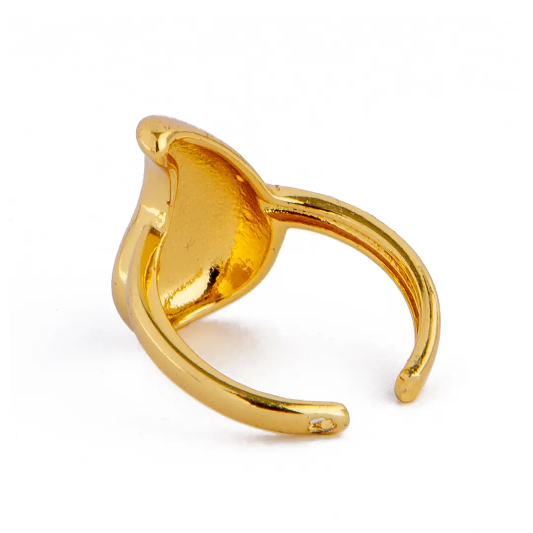 Gold Plated Abstract Teardrop Adjustable Ring, 11575 - Gold - Image 2