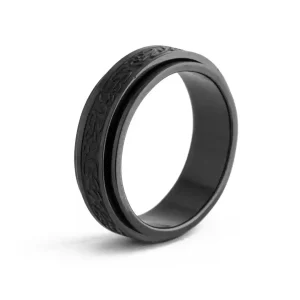 Edward Mirell Black Titanium Laser Men's Ring, 11575 - Black