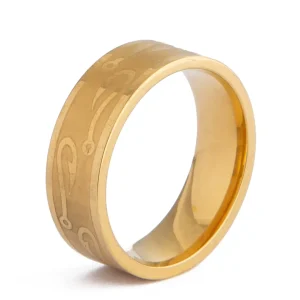 Matte Fish Hook Gold & Titanium Men's Ring, 11575 - Gold