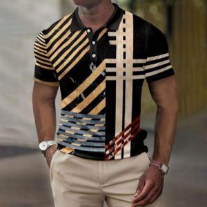 Men's Casual Vintage Classic Polo Short Sleeve Hawaii Beach T-Shirt