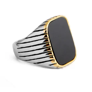 Onyx Signet Men's Ring, 11575-Multicolour